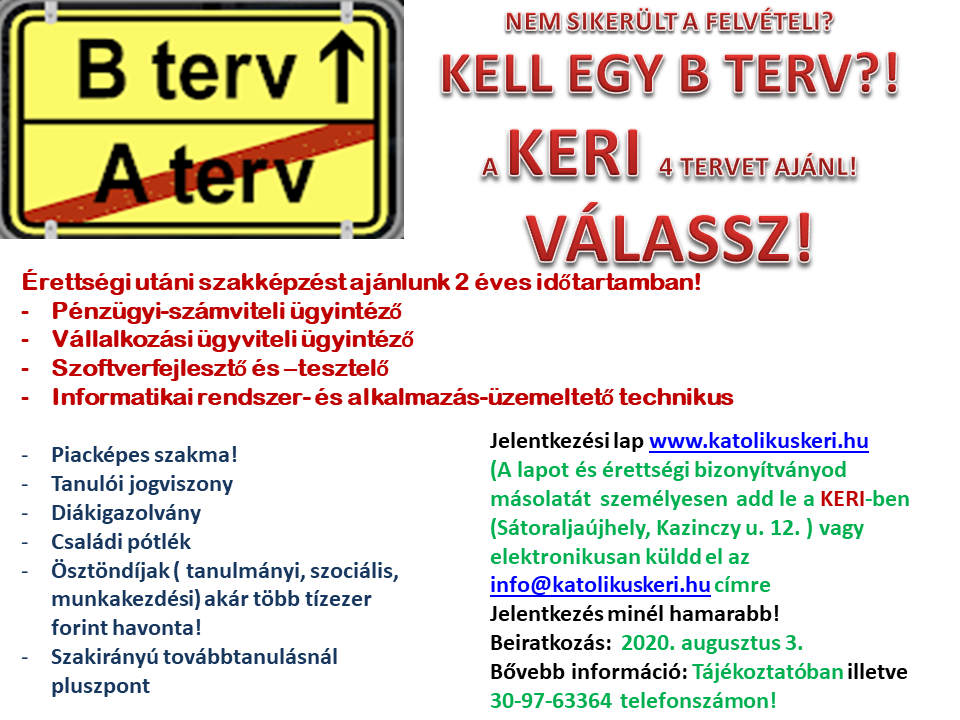 13. évfolyamra felvételi tájékoztató